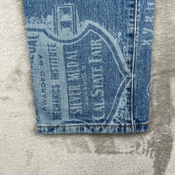 Levis 501 Jeans Women 28x28 Blue Graphic Print Straight Button Fly Western Denim - Picture 3 of 15